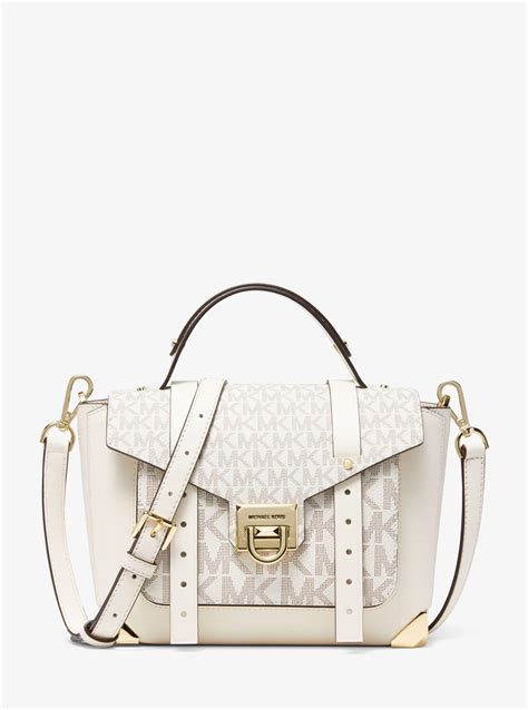 michael kors manhattan messenger|Manhattan Medium Leather and Logo Satchel .